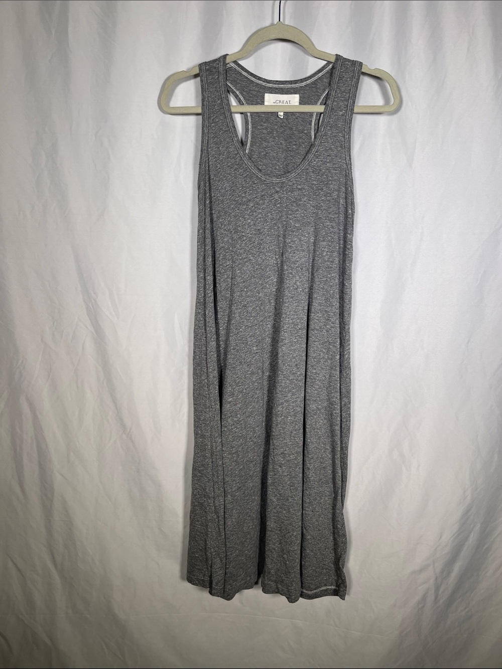 THE GREAT. WOMENS SWING TANK MIDI DRESS GRAY XS